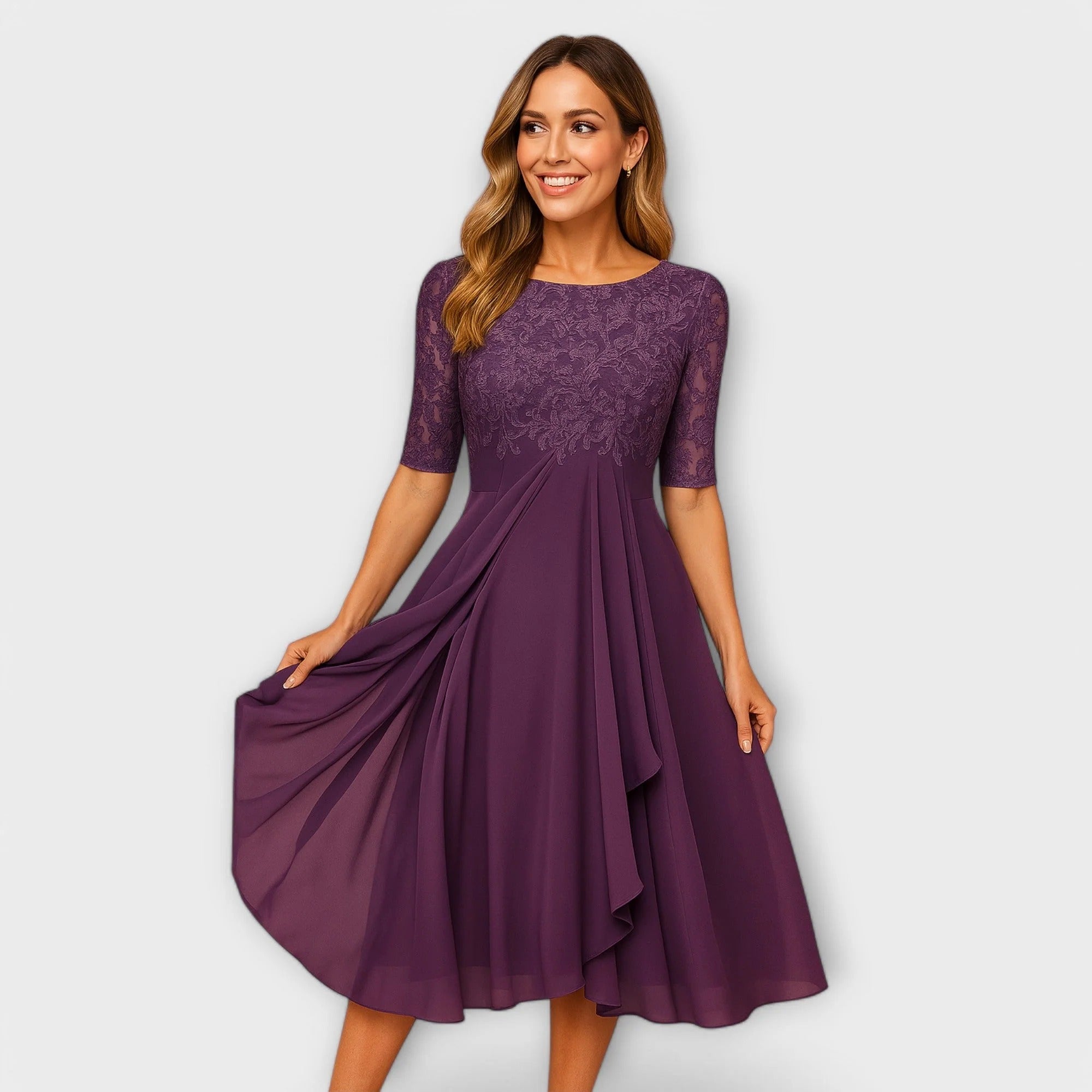 Talia | Graceful Flowing Lace Midi Dress