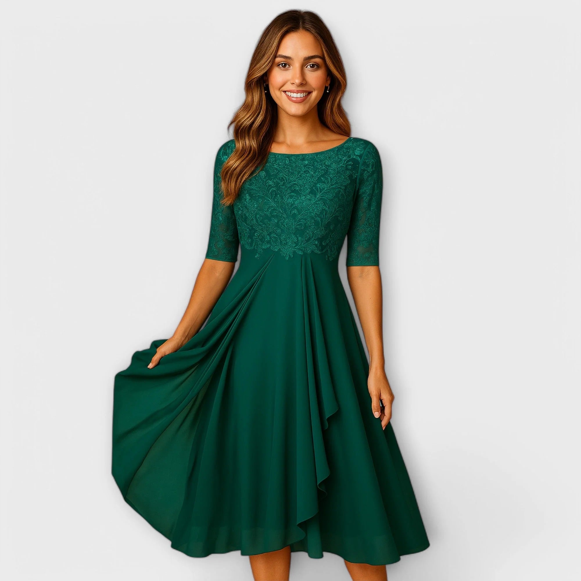 Talia | Graceful Flowing Lace Midi Dress