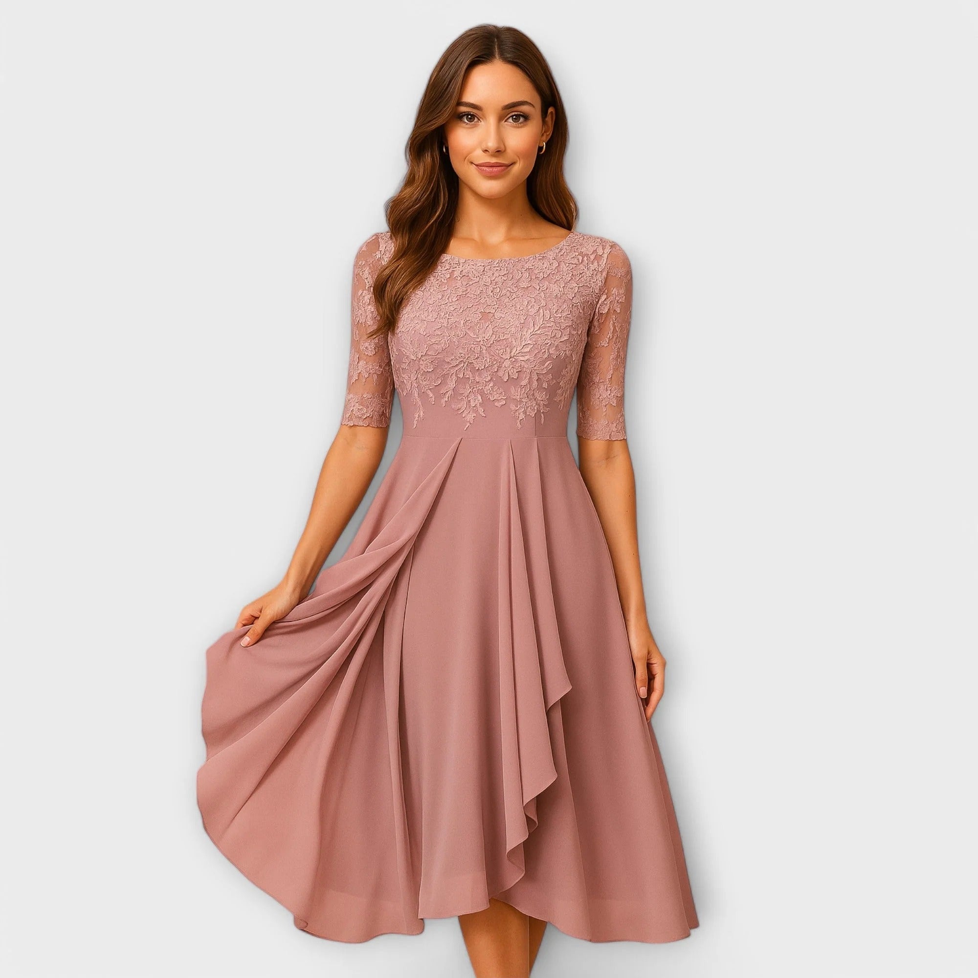 Talia | Graceful Flowing Lace Midi Dress