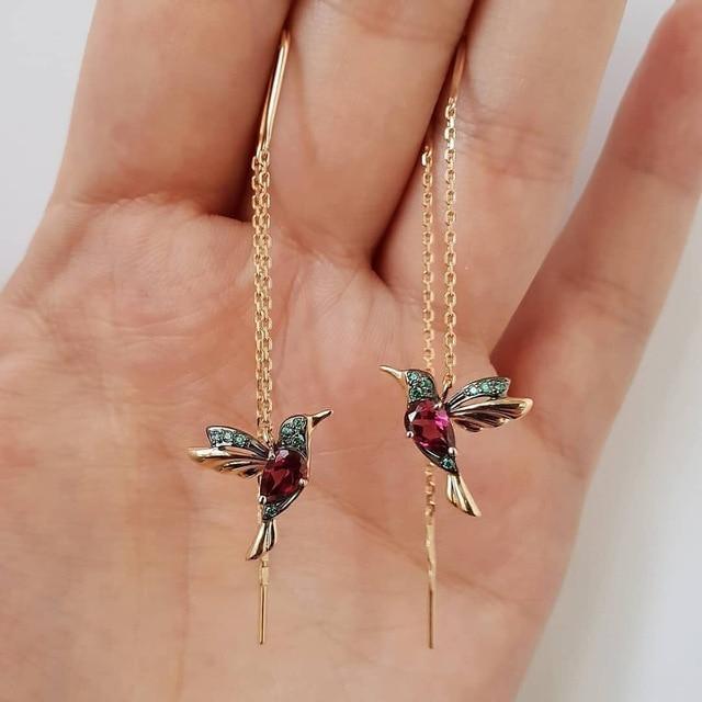 Talia | Hummingbird Earrings with Enamel and Zirconia