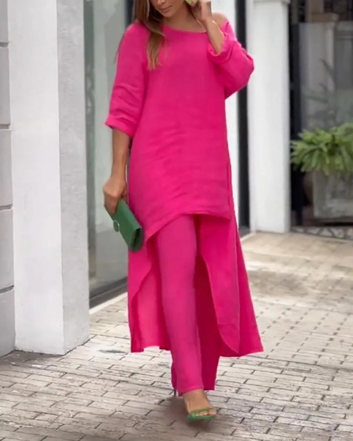 Talia | Natural Linen Tailored Set