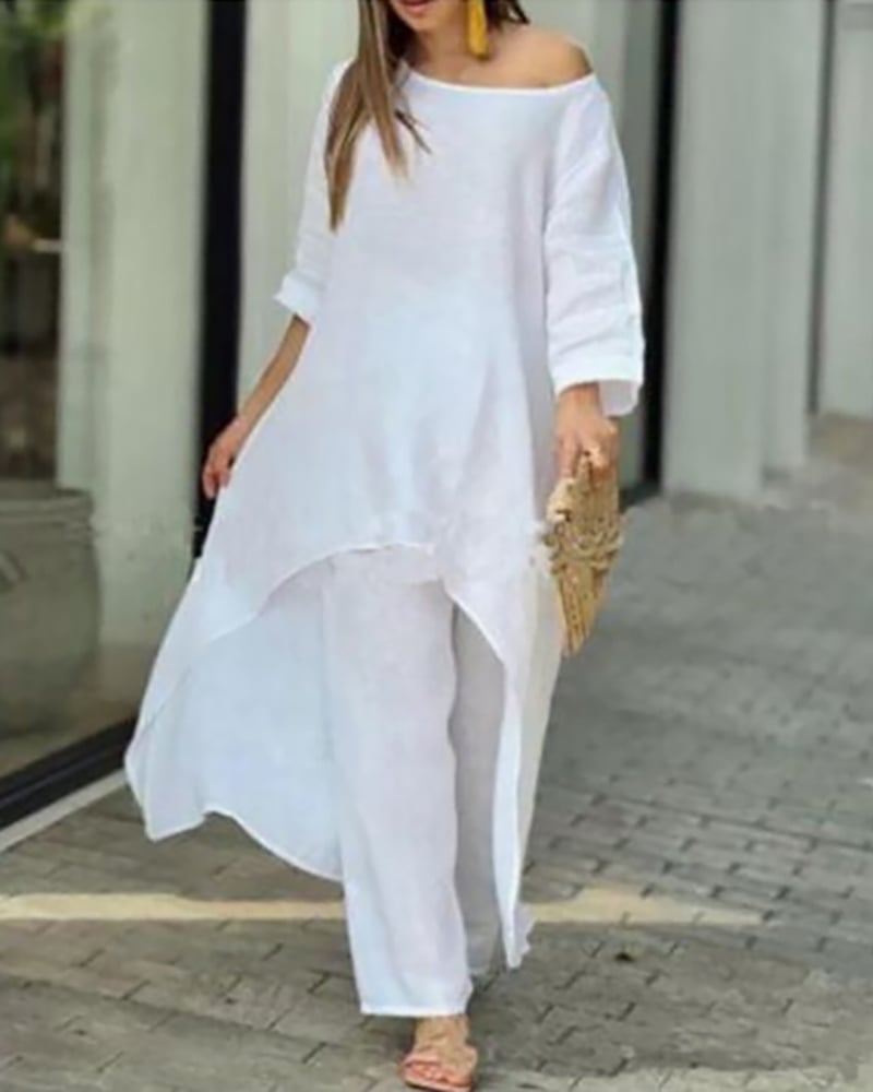 Talia | Natural Linen Tailored Set