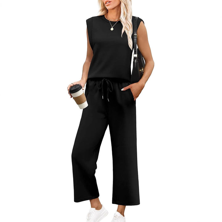 Talia | Casual Sleeveless Top & Wide Cropped Pants Set
