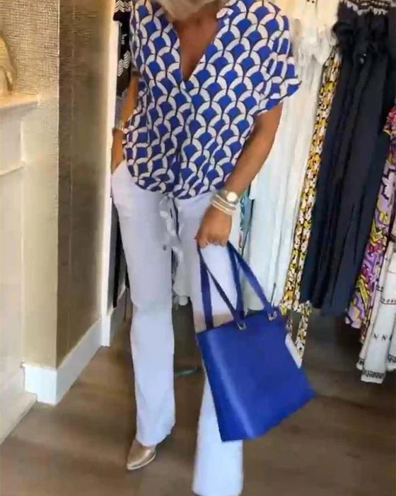 Talia | Casual Top with Print and V-Neck